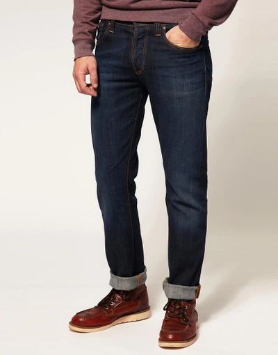 Nudie Jeans Nudie Average Joe Sraight Jeans - Blue In Blue
