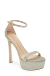 Stuart Weitzman Nudistcurve Hollywood Sandal In Platino