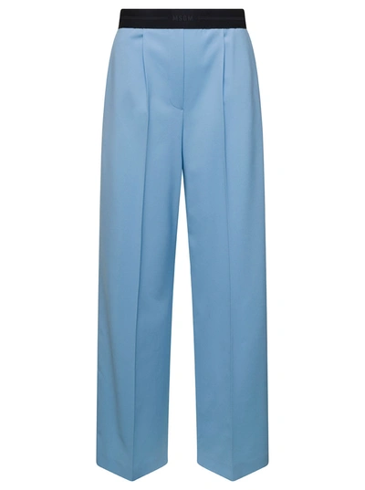 Msgm Elasticated Waist Trousers In Blue