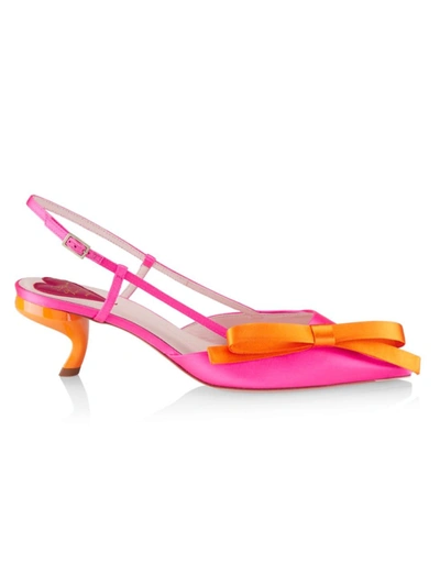 Roger Vivier Virgule Bicolor Comma-heel Slingback Pumps In Orange,pink