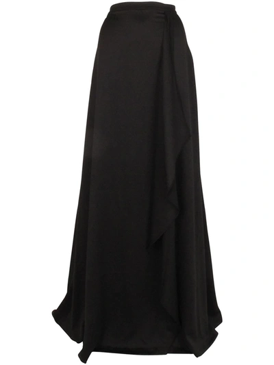 Adrianna Papell Plus Womens Satin Ruffled Maxi Skirt In Black