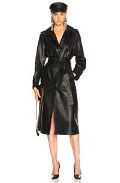 Palmer Girls X Miss Sixty Leather Trench Coat In Black