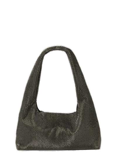 Kara Crystal-embellished Shoulder Bag In Black