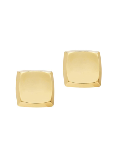 Saint Laurent Curvy Square Curved-corners Earrings In Gold
