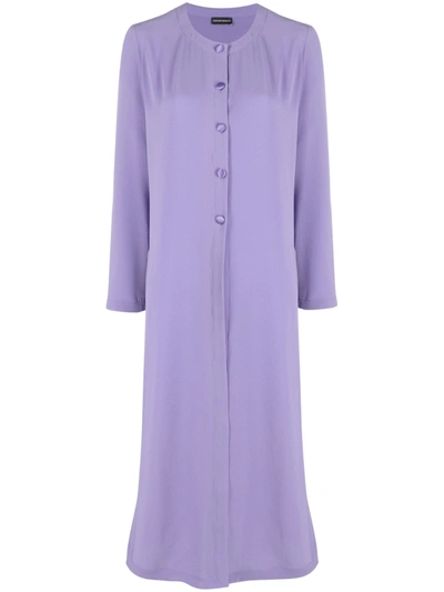 Emporio Armani Crew Neck Trench With Slits In Violet