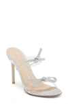 Stuart Weitzman Bow 100 Slide Sandal In Clear/ Silver