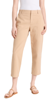 Vince Mid-rise Washed Cotton Cropped Pants In Pale Wheat