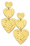 Jennifer Zeuner 14k Gold Justina Heart Drop Earrings In 14k Yellow Gold Plated Silver