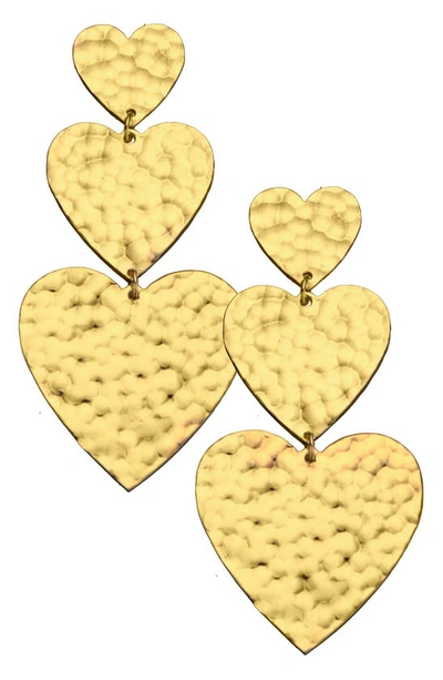 Jennifer Zeuner 14k Gold Justina Heart Drop Earrings In 14k Yellow Gold Plated Silver