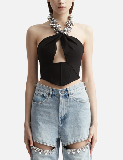 Area Verziertes Cropped-top Aus Jersey In Black