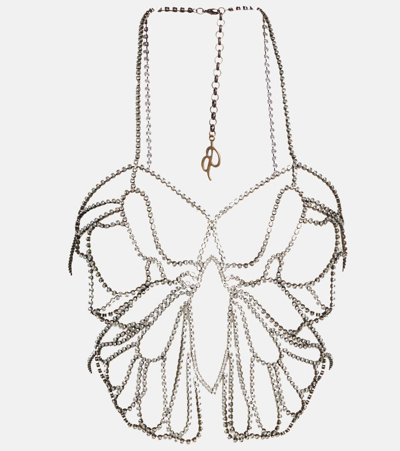 Blumarine Butterfly Embellished Body Chain In Silver