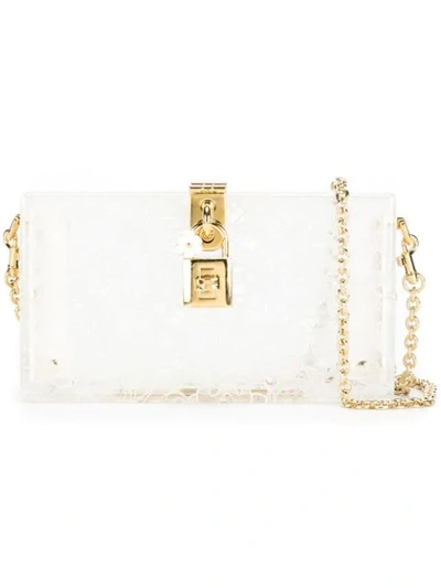 Dolce & Gabbana 'dolce Box' Inset Taormina Lace Plexiglas Clutch In White