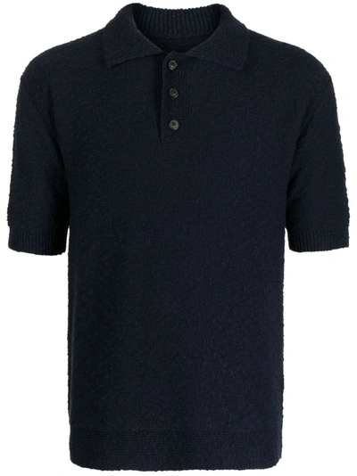 Maison Margiela Maison  Margiela Nostalgic Boucle Knit Polo Shirt In Blue