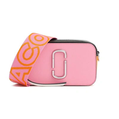 Marc Jacobs Pink, Black, Orange And Grey Leather The Snapshot Crossbody Bag  In Candy Pink Multi