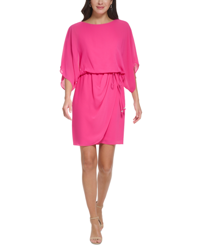 women's hot pink summer dress Hot Pink Short Dress with Lace Detail