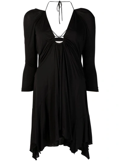 Isabel Marant Handkerchief-hem Halterneck Dress In 01bk Black