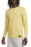 Nike Men's Life Long-sleeve Heavyweight Waffle Top In Yellow