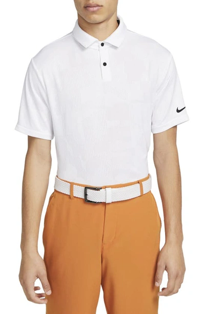 Nike Dri-fit Tour Camo Jacquard Golf Polo In White