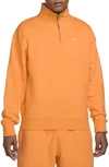 Nike Solo Swoosh Oversize Quarter Zip Sweatshirt In Orange