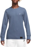 Nike Men's Life Long-sleeve Heavyweight Waffle Top In Blue