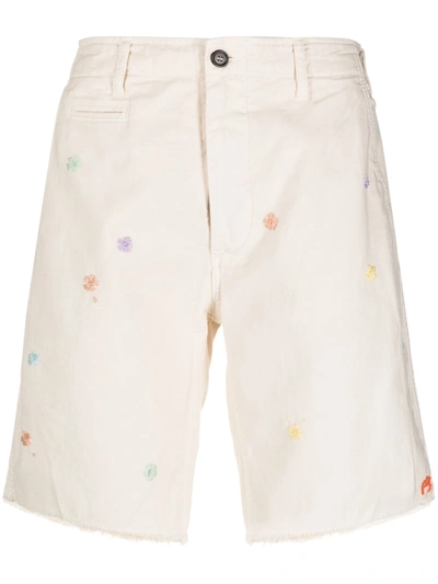 President's Flower Embroidered Shorts In Beige
