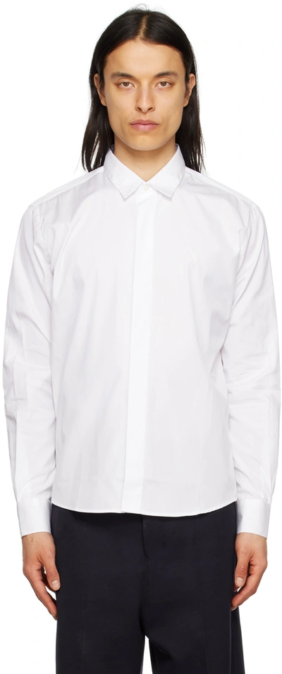 Ami Alexandre Mattiussi Ami De Coeur White Shirt In Wool Tricotine White