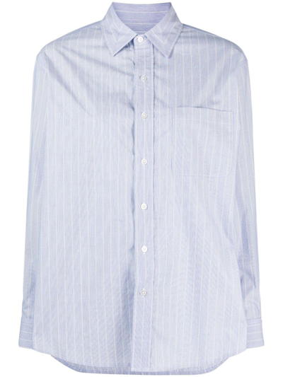 B Sides Stripe-print Long-sleeved Shirt In Blue