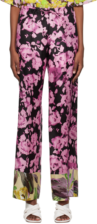 Dries Van Noten Puvis Straight-leg Floral Silk Pants In Multicolore