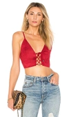 By The Way. Crystal Faux Suede Top In Red.