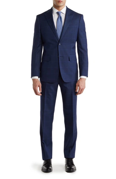 English Laundry Trim Fit Windowpane Suit In Blue