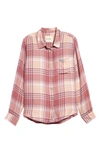 Lucky Brand Cloud Plaid Boyfriend Shirt In Blush Plaid