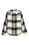 Lucky Brand Cloud Plaid Boyfriend Shirt In Black Cream Plaid