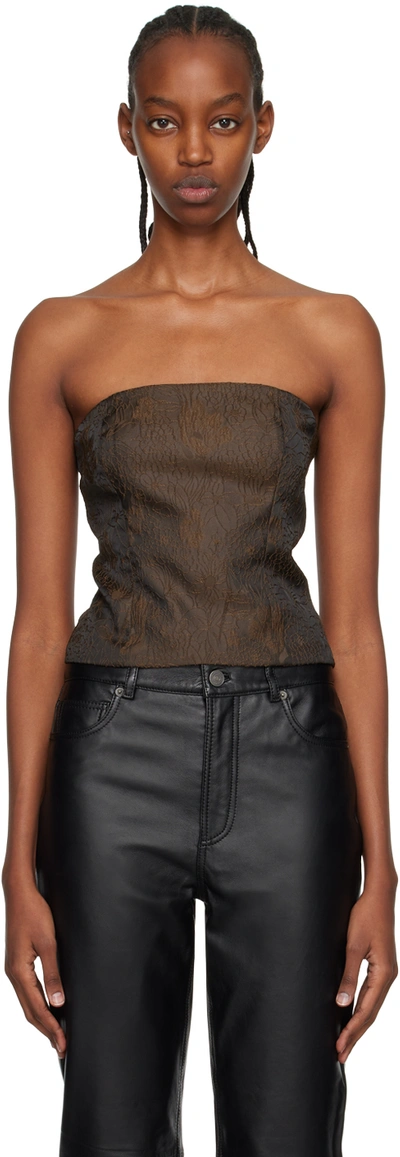 Reformation Giorgia Strapless Top In Brown