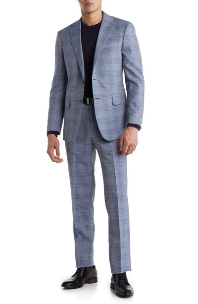 English Laundry Trim Fit Plaid Wool Blend Suit In Blue