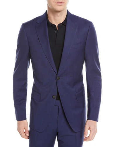 Z Zegna Tonal Plaid Wool Two-piece Suit In Blue