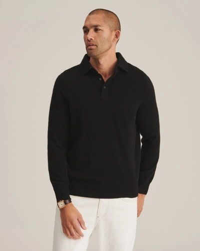 Naadam Cashmere Long Sleeve Polo In Black