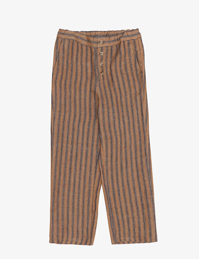 Caramel Kids Brown Erodium Trousers In Mustard Stripe