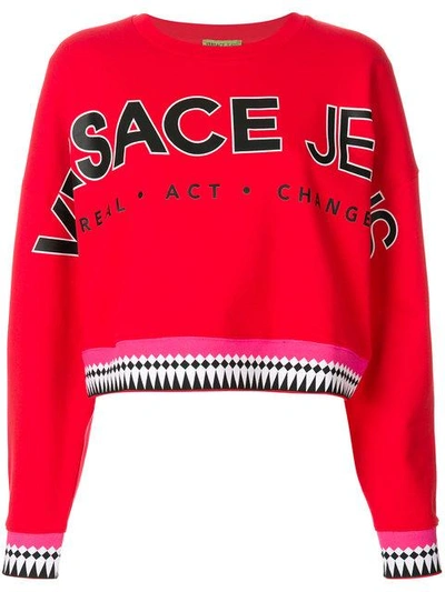 Versace Jeans Designer Logo Sweater In Red