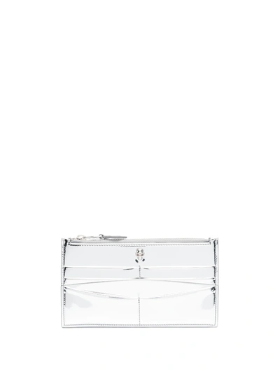 Alexander Mcqueen Skull Metallic Card-holder In Silver