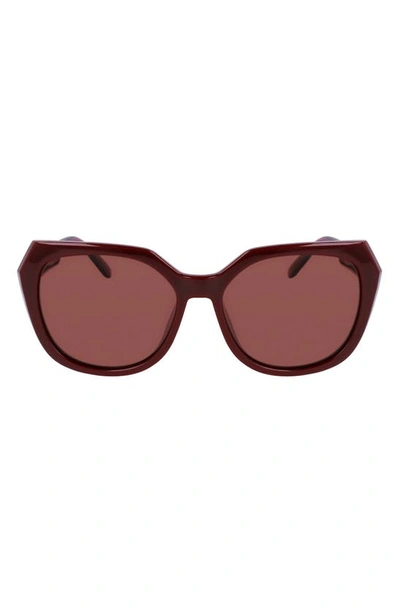 Cole Haan 55mm Polarized Oversize Sunglasses In Burgundy