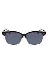 Cole Haan 55mm Half Rim Polarized Sunglasses In Black