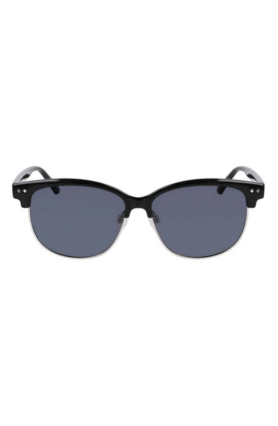 Cole Haan 55mm Half Rim Polarized Sunglasses In Black