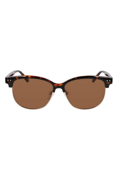Cole Haan 55mm Half Rim Polarized Sunglasses In Tortoise
