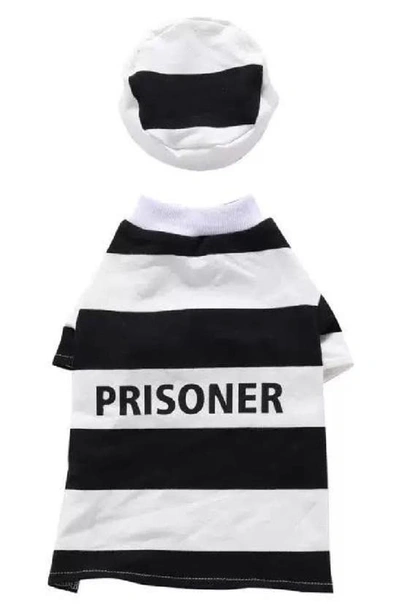 Pet Life The  Striped Retro Inmate Prisoner Pet Costume In Black / White