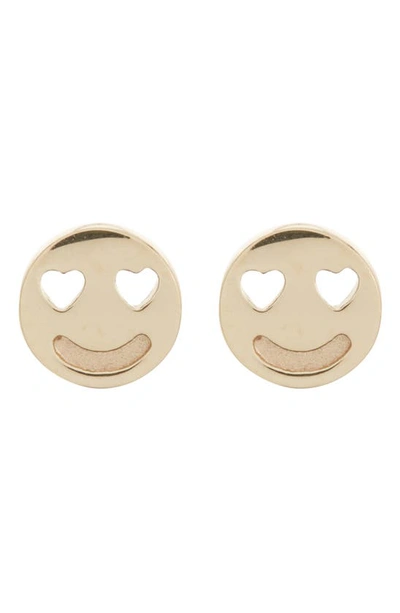 Ef Collection 14k Yellow Gold Happiness Stud Earrings