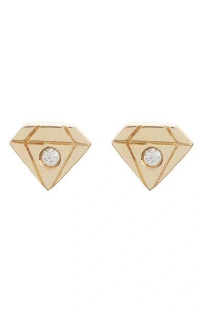Ef Collection 14k Yellow Gold Baby Gem Diamond Stud Earrings