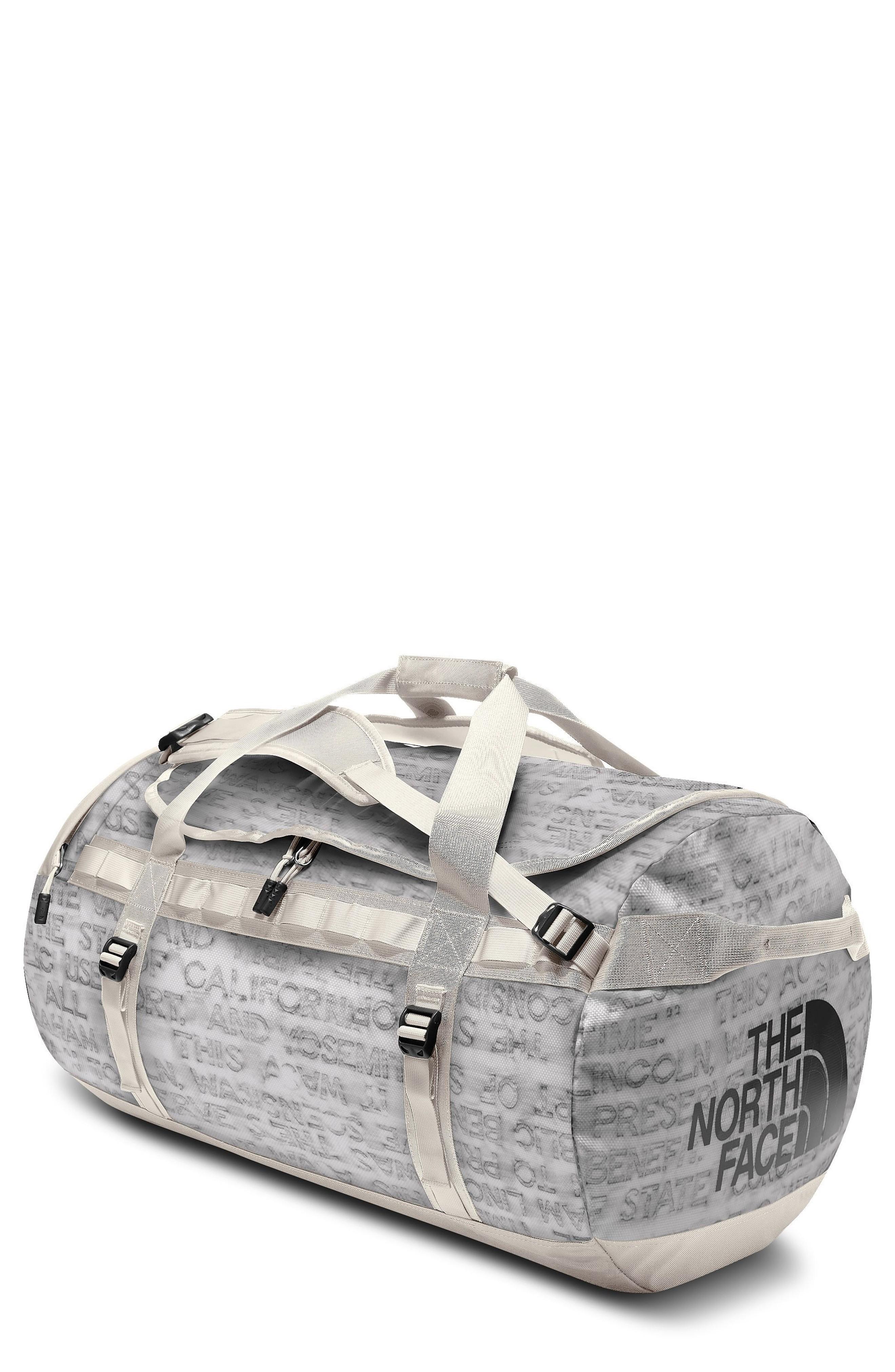 The North Face Base Camp Large Duffel Bag White In Moonlight Ivory Scratch Print Modesens