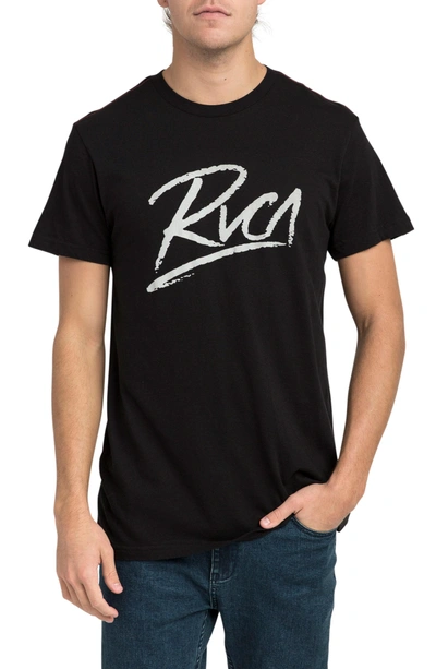 Rvca Scribe Logo T-shirt In Black