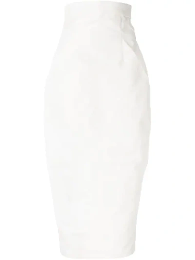 Rick Owens Pencil Midi Skirt In White