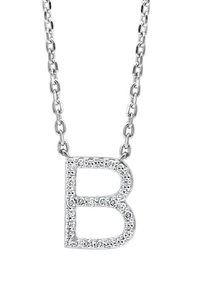 Effy Sterling Silver Pavé Diamond Initial Pendant Necklace In White-b